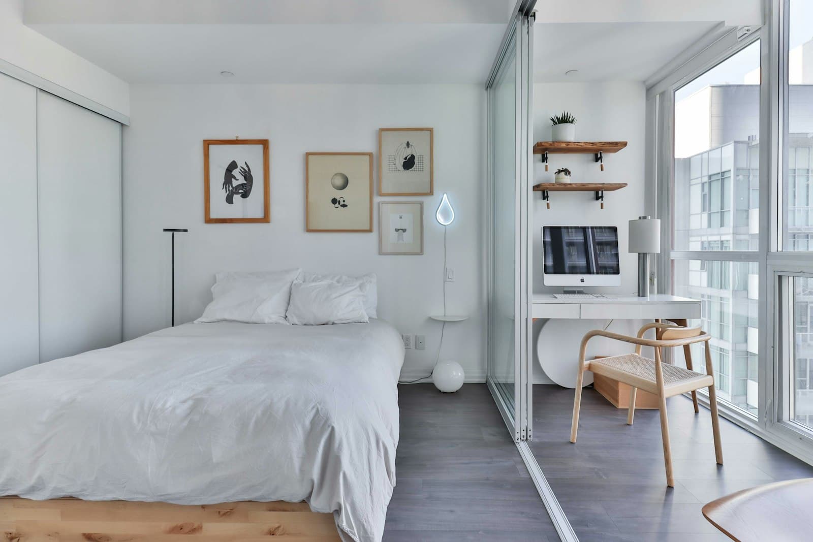 Naturally lit bedroom in a finished apartment, Amazonia, Dubai